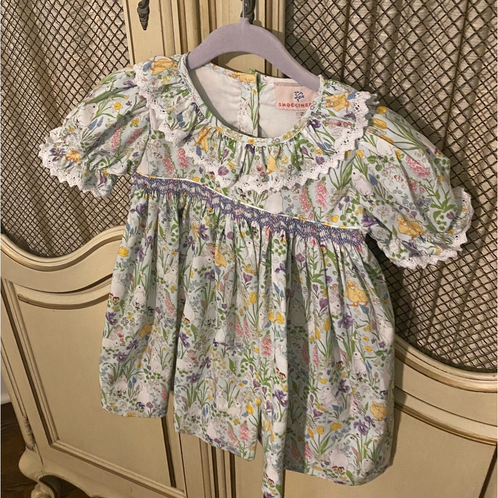 2T Smockingbird bunny duckling smocked Easter Spring dress